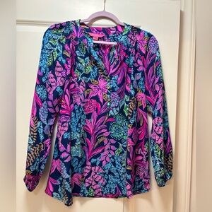 NWOT 100% Silk Elsa Floral Print Lilly Pulitzer blouse
